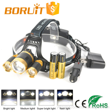2017 Newest Zoom CREE LED Gold Headlamp / Outdoor Headlamp Rechargeable